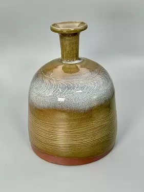 虫明焼　花入　岡山県重要無形文化財保持者　黒井千左造 黒井千左 | 岡山の伝統工芸【虫明焼-むしあけやき-】